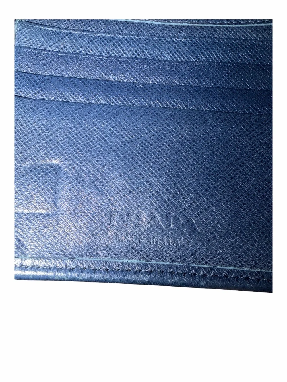 PRADA Baltic Blue Saffiano Leather Men's Bi-Fold Coin Pocket Wallet